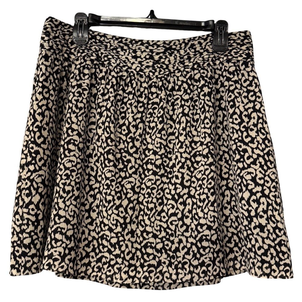 LOFT Black Cream Print Career Casual Skirt Womens Size 8